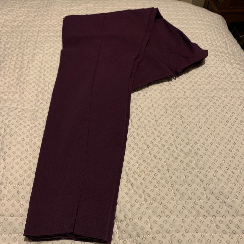 Straight leg pants.